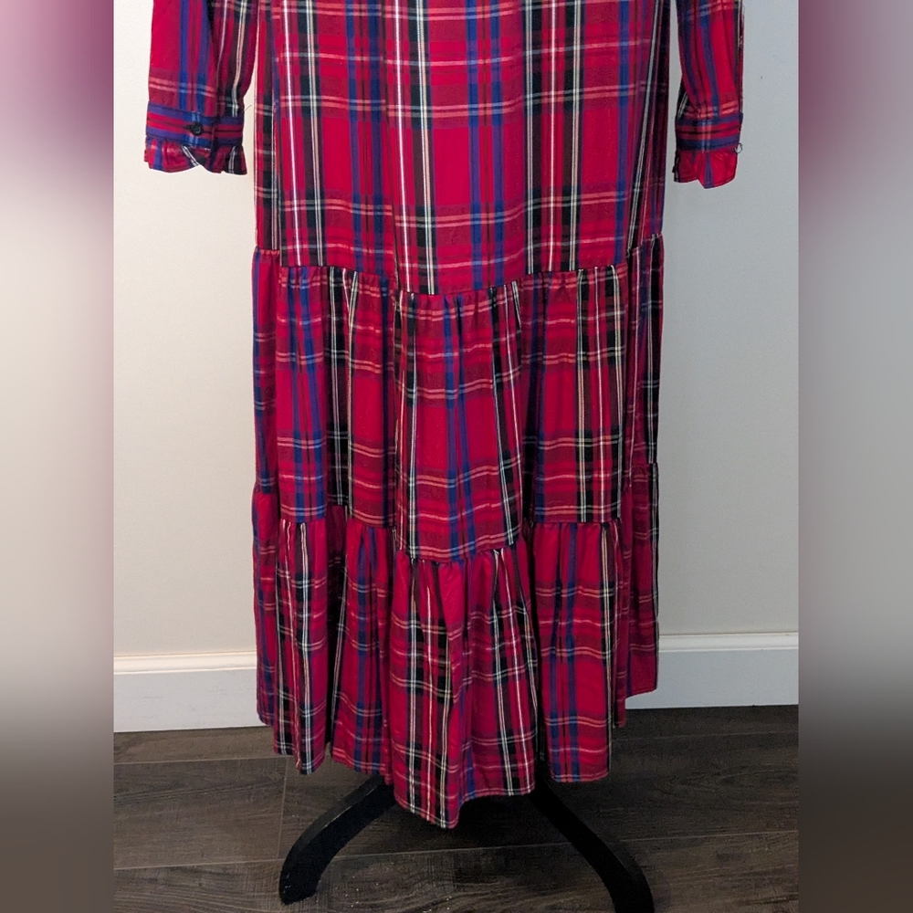 CHAPS NWT Tartan Plaid Drawstring Waist Maxi Dress - Picture 8 of 16